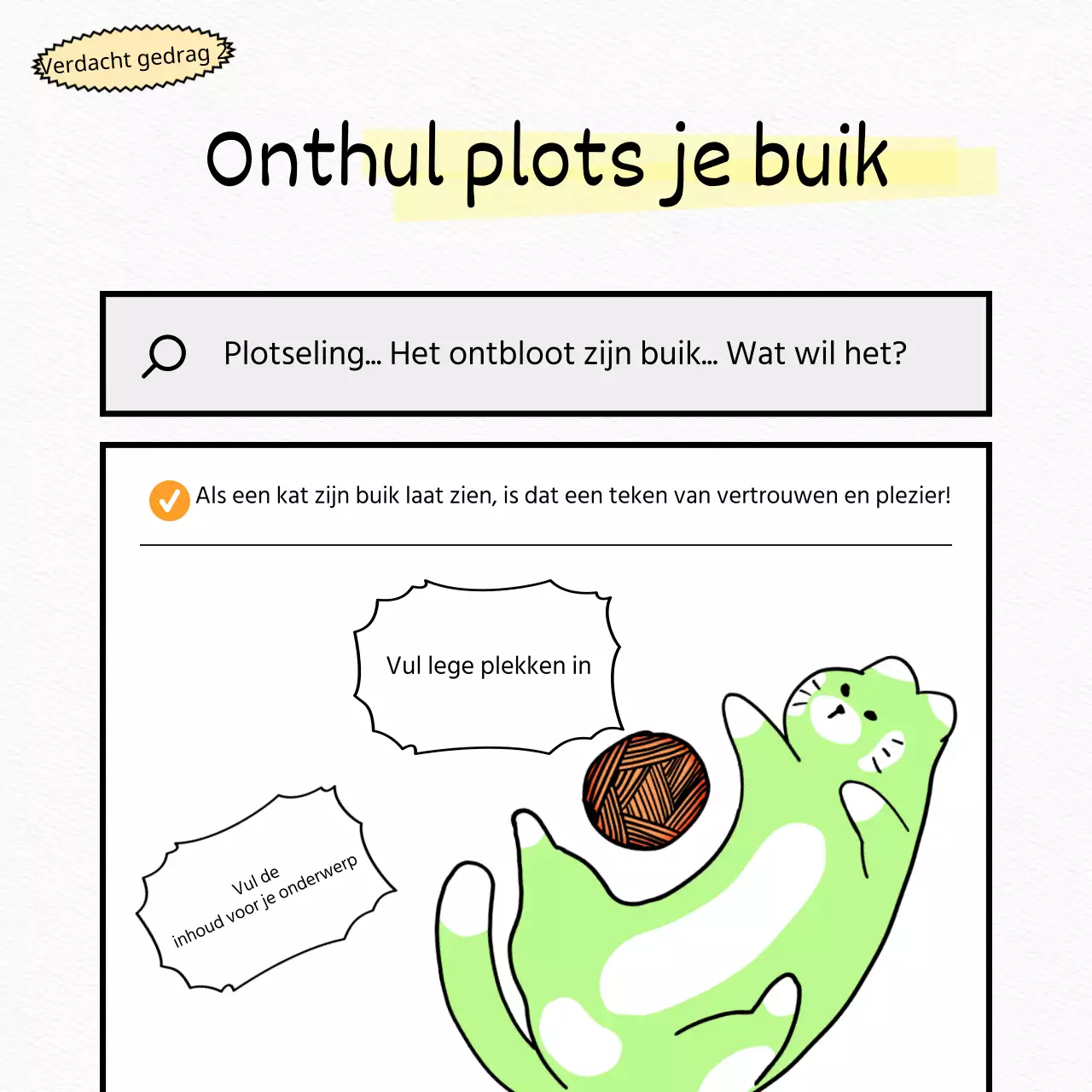 Test een witte, platte, schattige kat