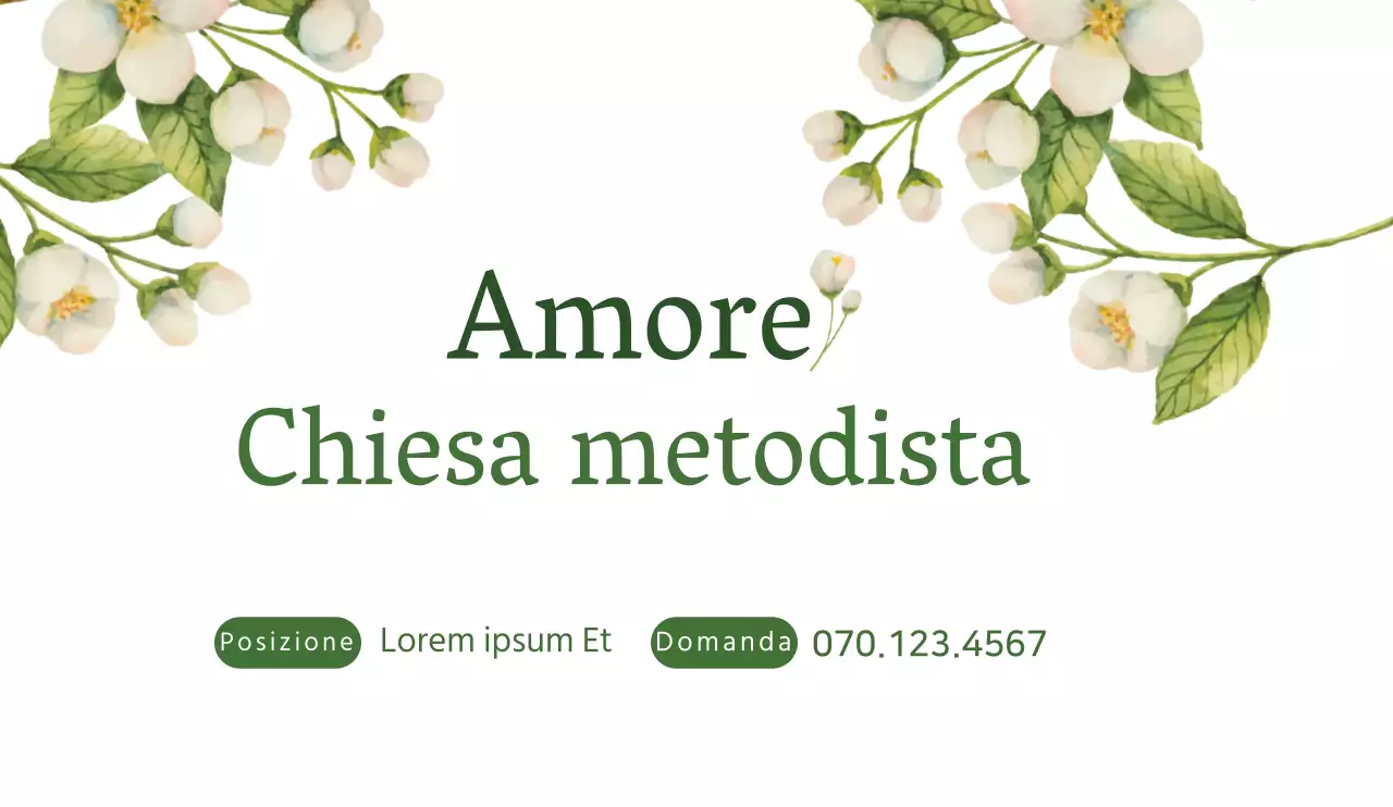 Design promozionale per chiesa pulito e tranquillo con fiori illustrati