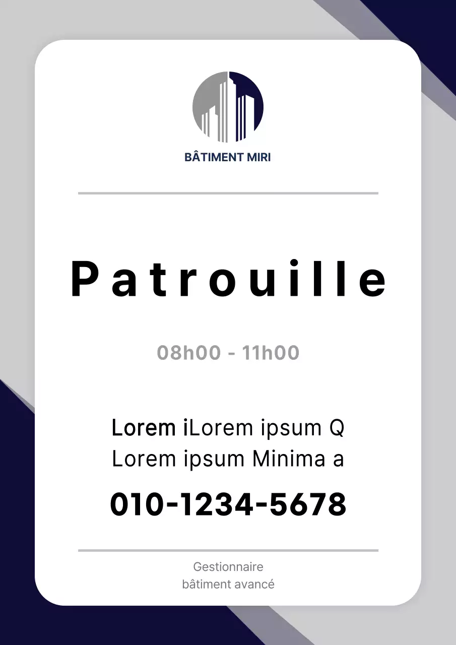 Documentation pour un simple bâtiment de signalisation de patrouille