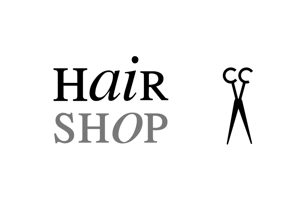 A classic-looking storefront sign with white and black cut-and-curl hair salon text and a scissors illustration.