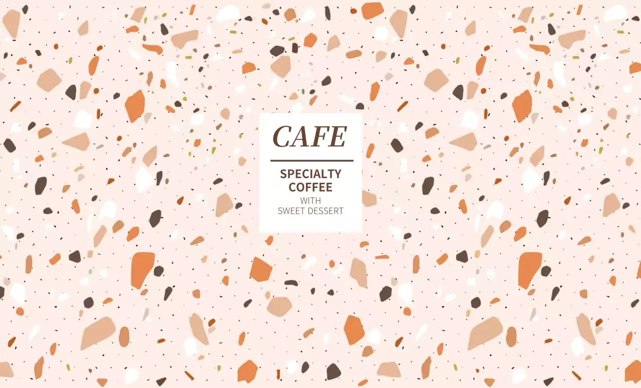 Kafe dengan pola bentuk warna-warni oranye