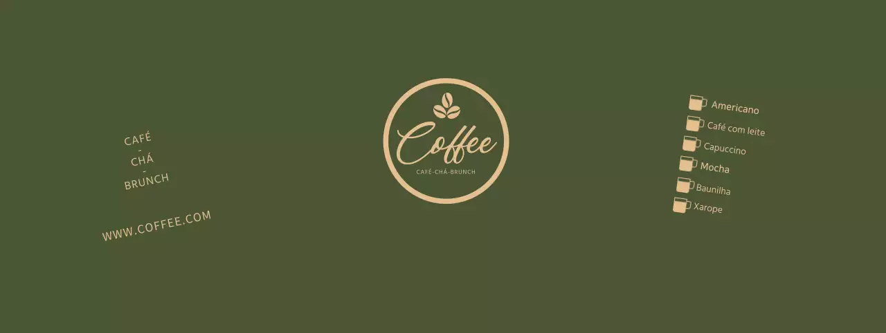Copos de papel dourados e verdes para exposição de menus de bebidas de café