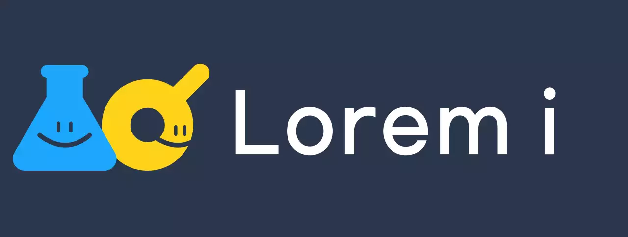 Design a logo for a science school with a blue and yellow science lab tool character.