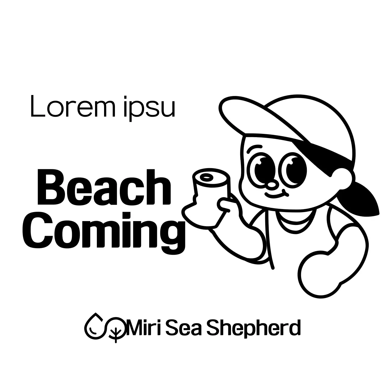 Combination of cute characters and text Style to promote and inform about marine conservation organization volunteer work