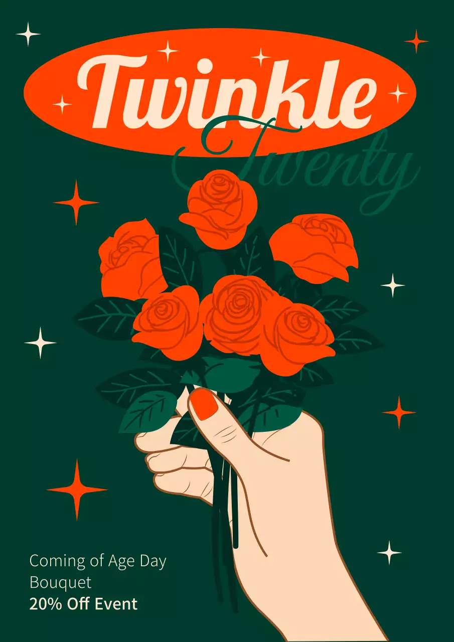 오렌지 레트로 부케 프로모션 포스터