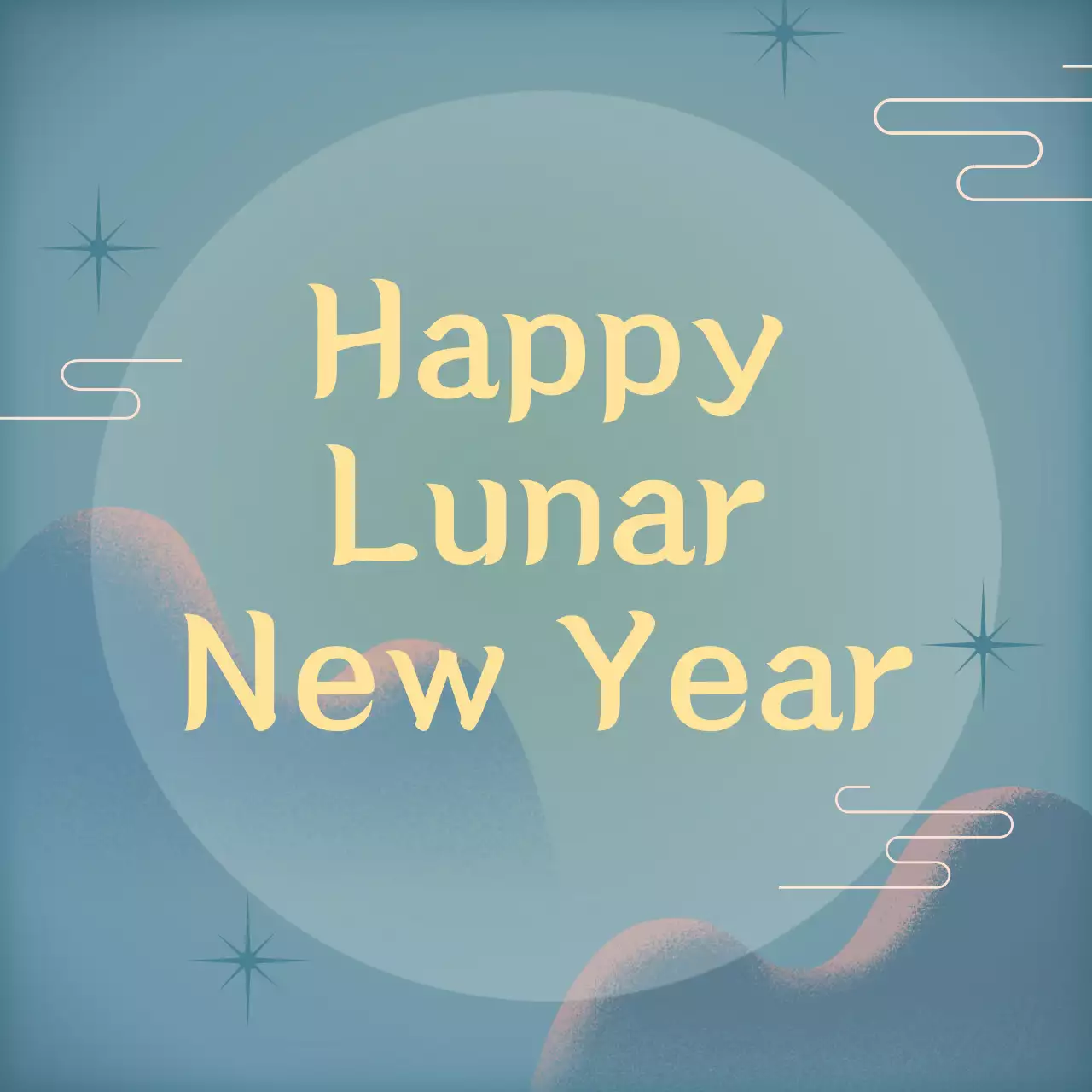 Blue Traditional New Year Invitation Social Media Post