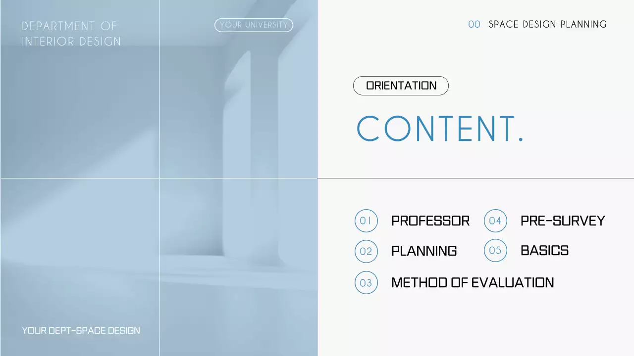 블루 미니멀리스트 디자인 오리엔테이션 프레젠테이션