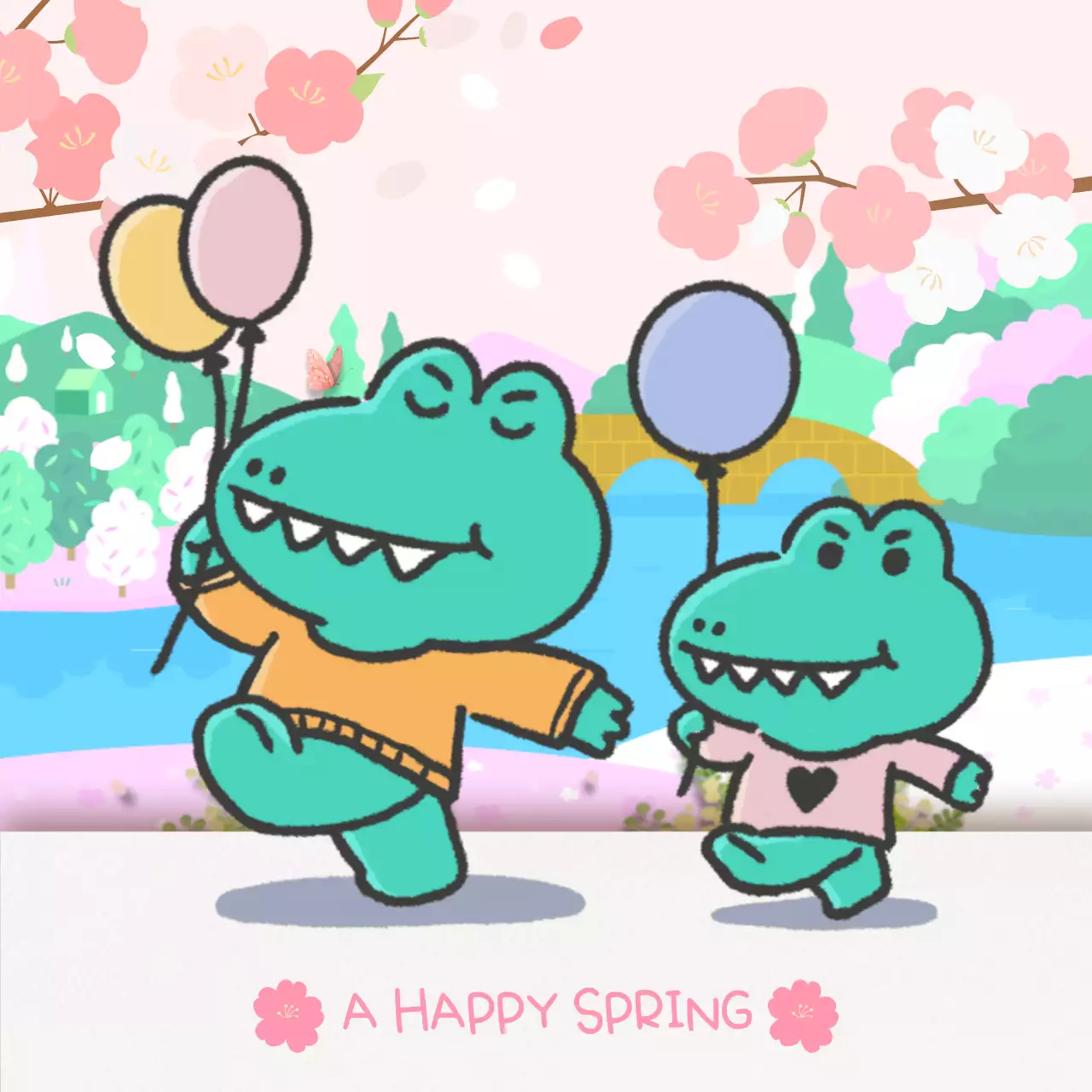 ピンク かわいい 春 ポスター SNS投稿 正方形