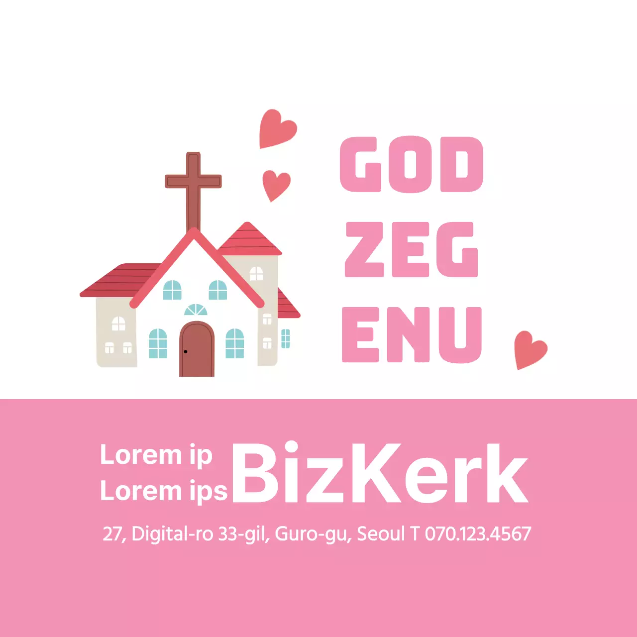 Roze eenvoudige illustratie kerk