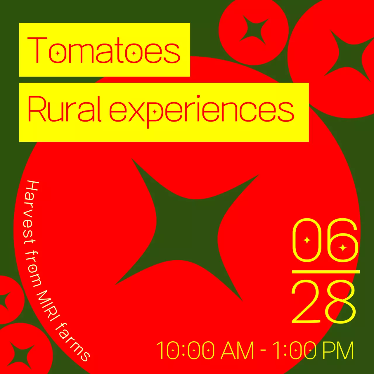 Promote a simple red and green tomato farming experience