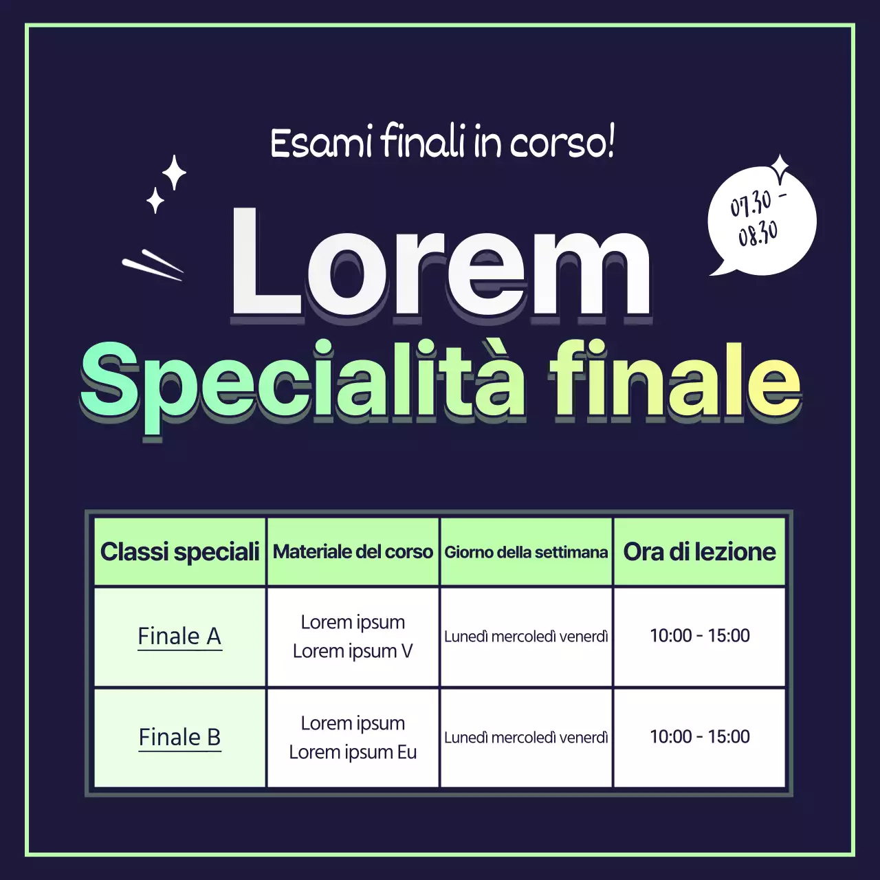 Speciali per l'esame finale