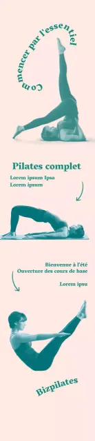 Bannière promotionnelle pour Pilates Basics Open sur fond rose clair
