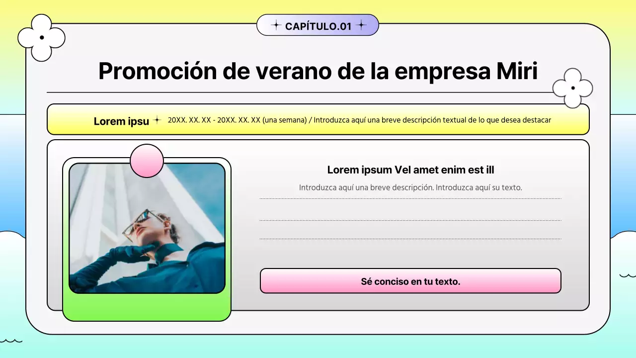 Promoción de verano con formas degradadas de vivos colores