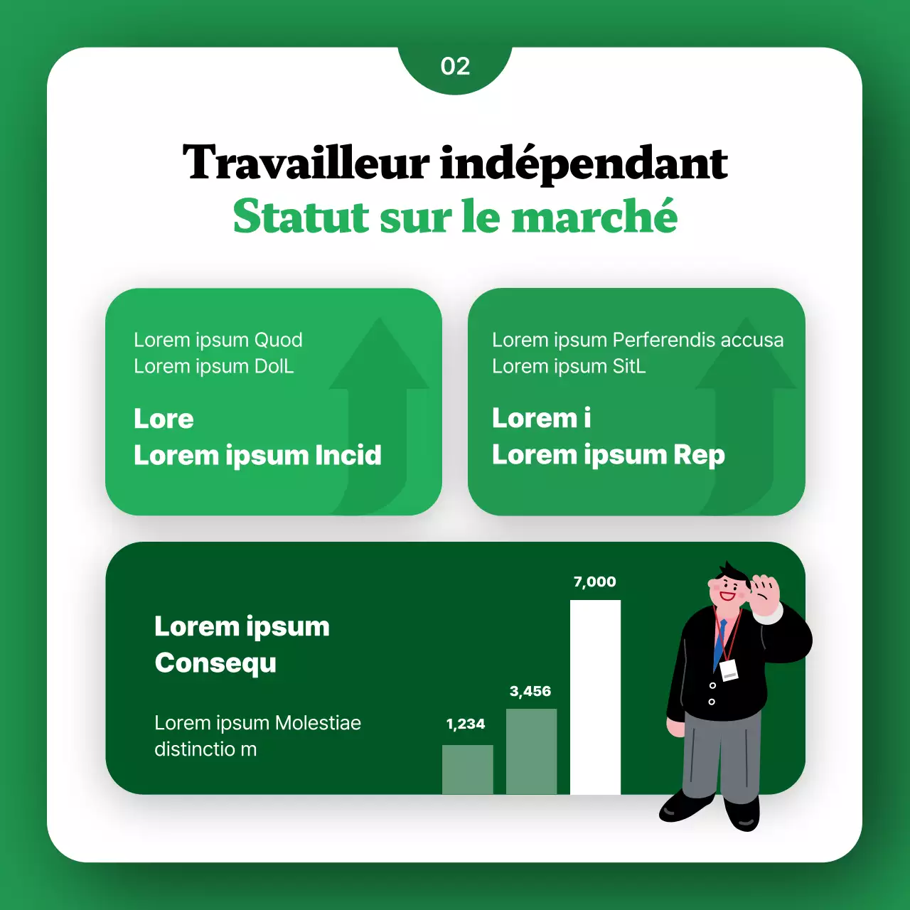 Faites la promotion de votre plateforme de travailleur indépendant avec de jolies illustrations vertes.