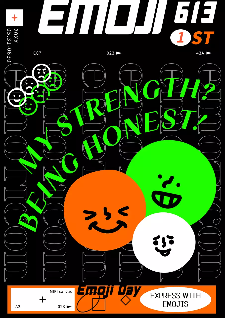 블랙 레트로 이모지 광고 포스터