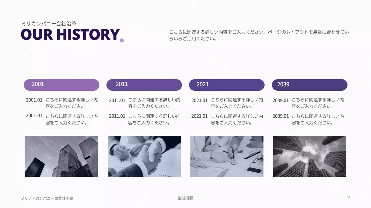 紫 モダン 事業計画書 プラン プレゼンテーション