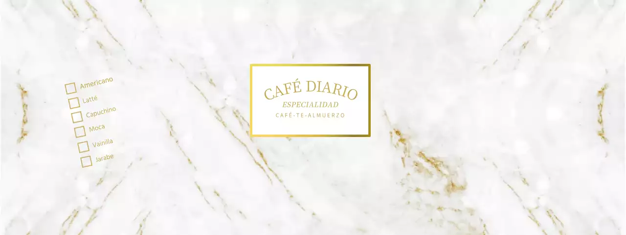 Mármol patrón de café menú de bebidas pantalla vasos de papel