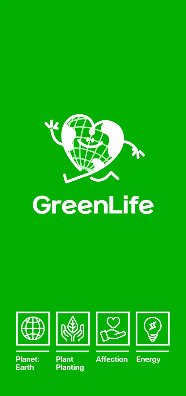 Promote an eco-friendly camp with a cute heart-shaped earth character in green.