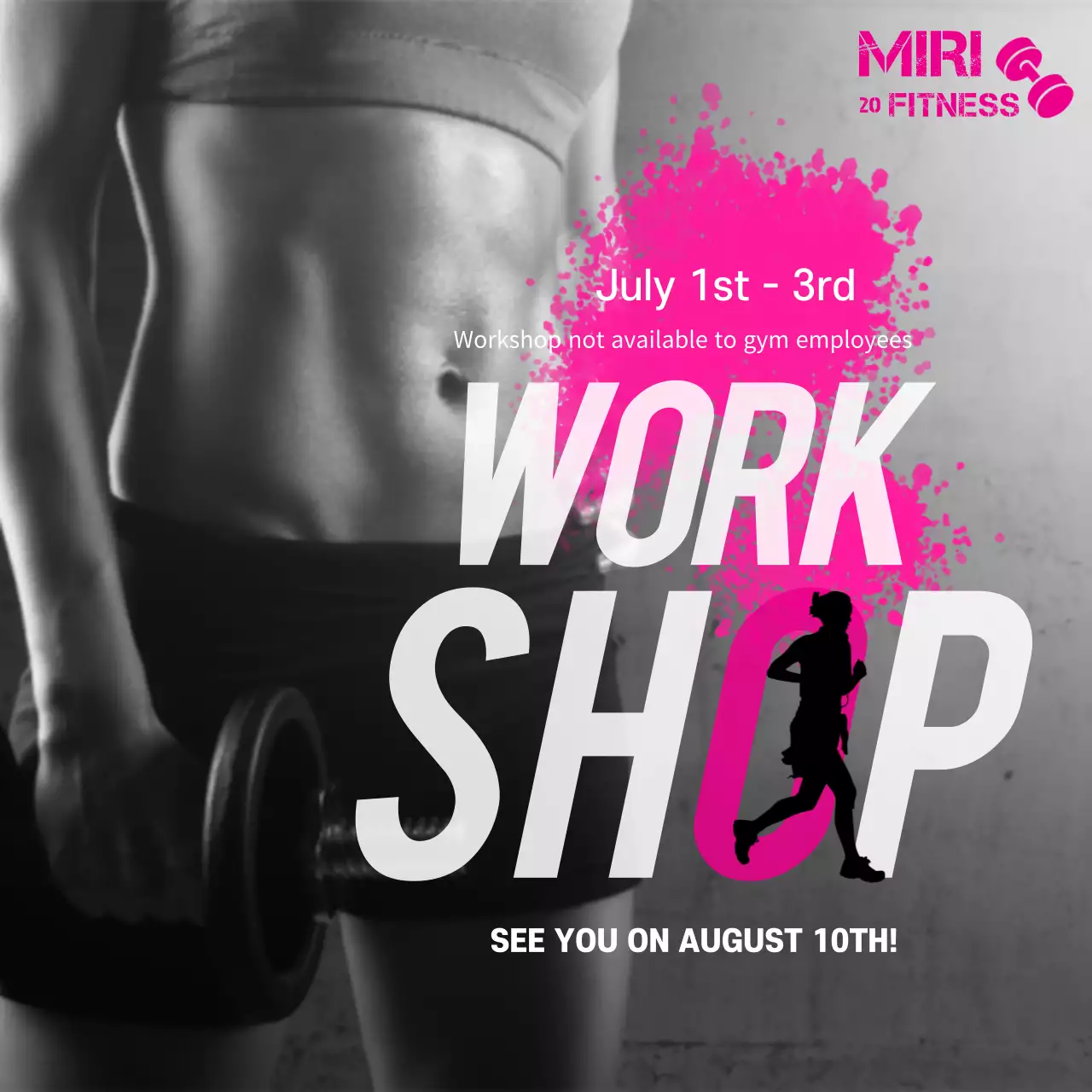 핑크 모던 피트니스 프로모션 소셜 미디어 게시물