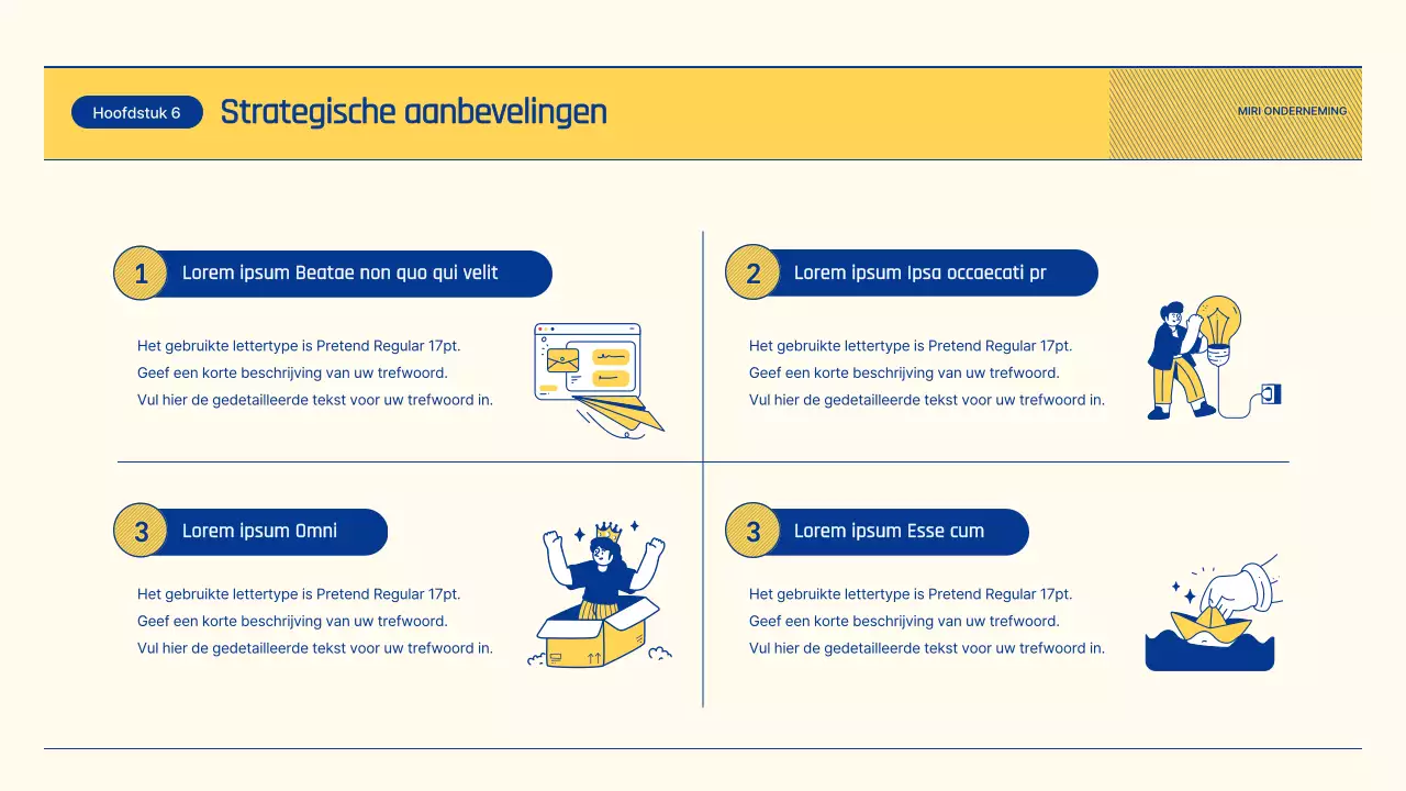 Rapport over de vooruitzichten voor de detailhandel met blauwe en gele illustraties