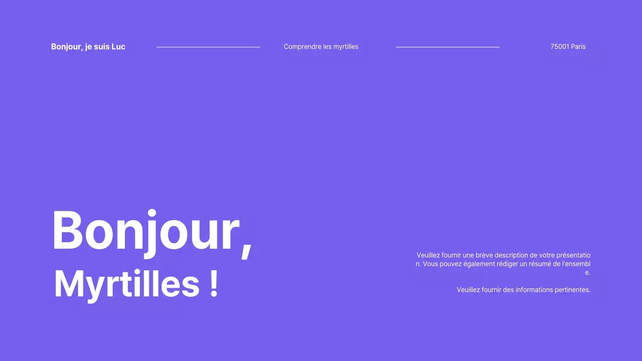 Présentation des myrtilles