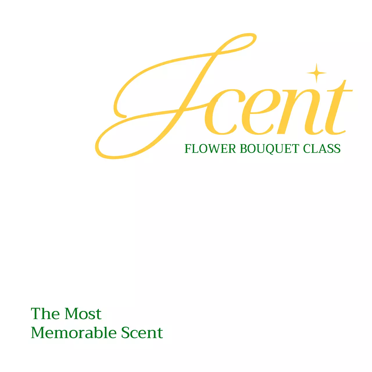 Simple green and yellow text to promote a flower shop