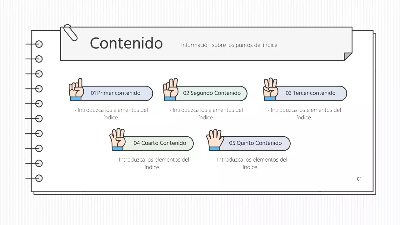 Kit de presentación educativa conceptual en blanco y colores de acento
