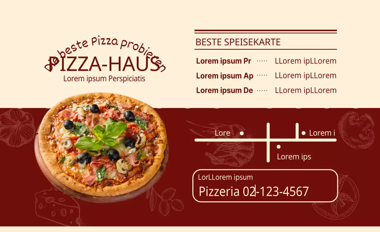 Gestalten Sie einen roten, köstlich aussehenden Pizzarestaurant-Flyer