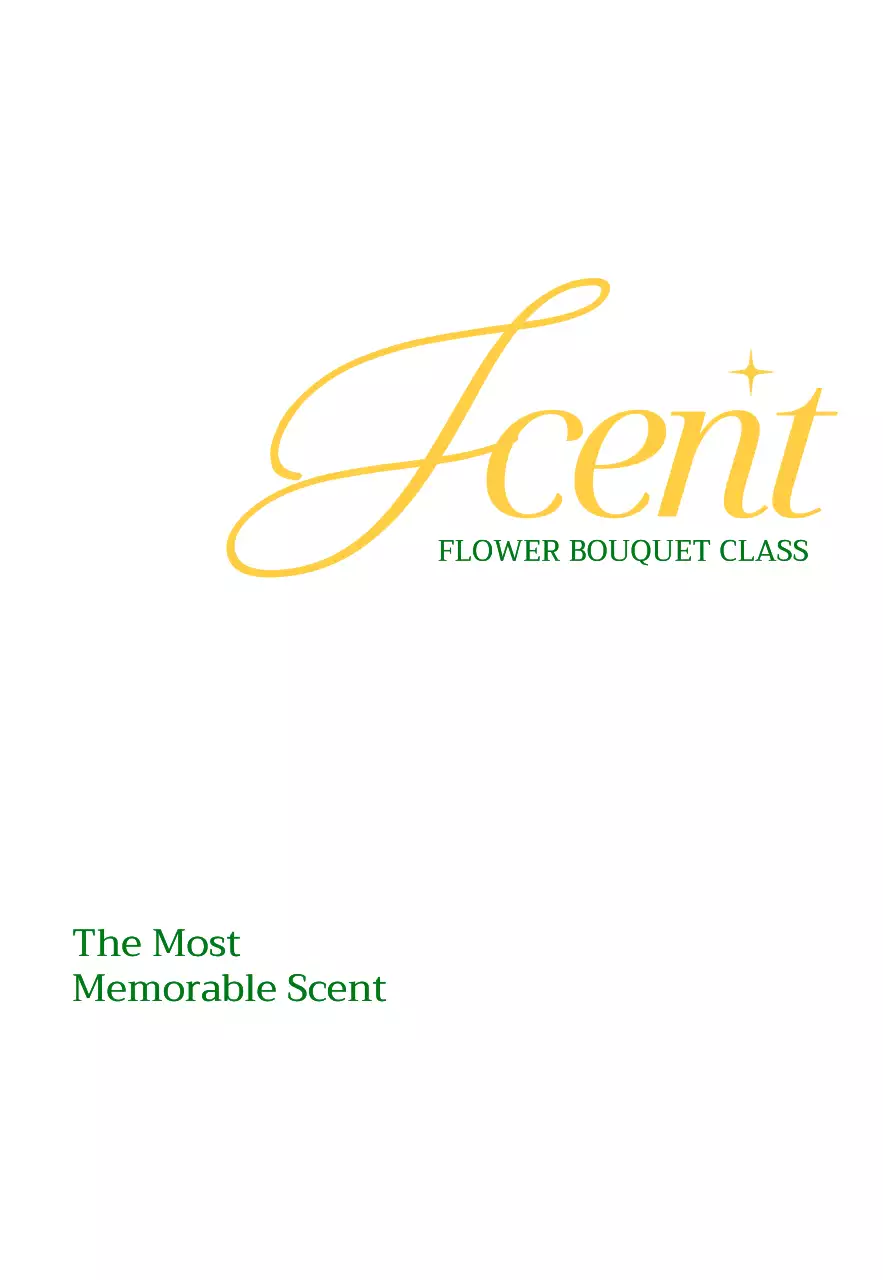 緑と黄色のテキストで構成されたシンプルな花屋の宣伝用。