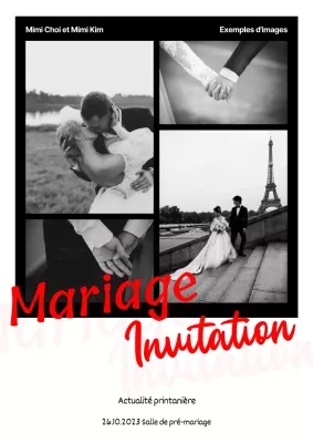 Invitation de mariage simple en noir