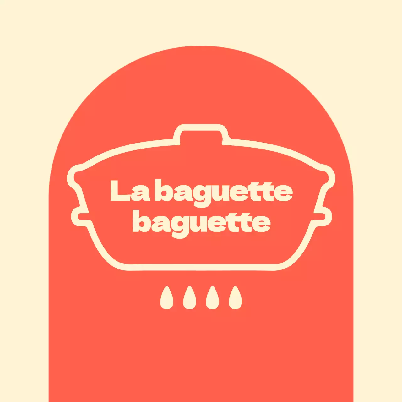 Tienda de baguettes de la abuela balsa con formas arqueadas rojas sobre fondo marfil