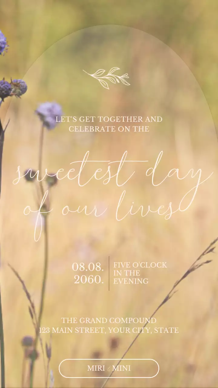 베이지색 우아한 웨딩 초대장 인스타그램 게시물