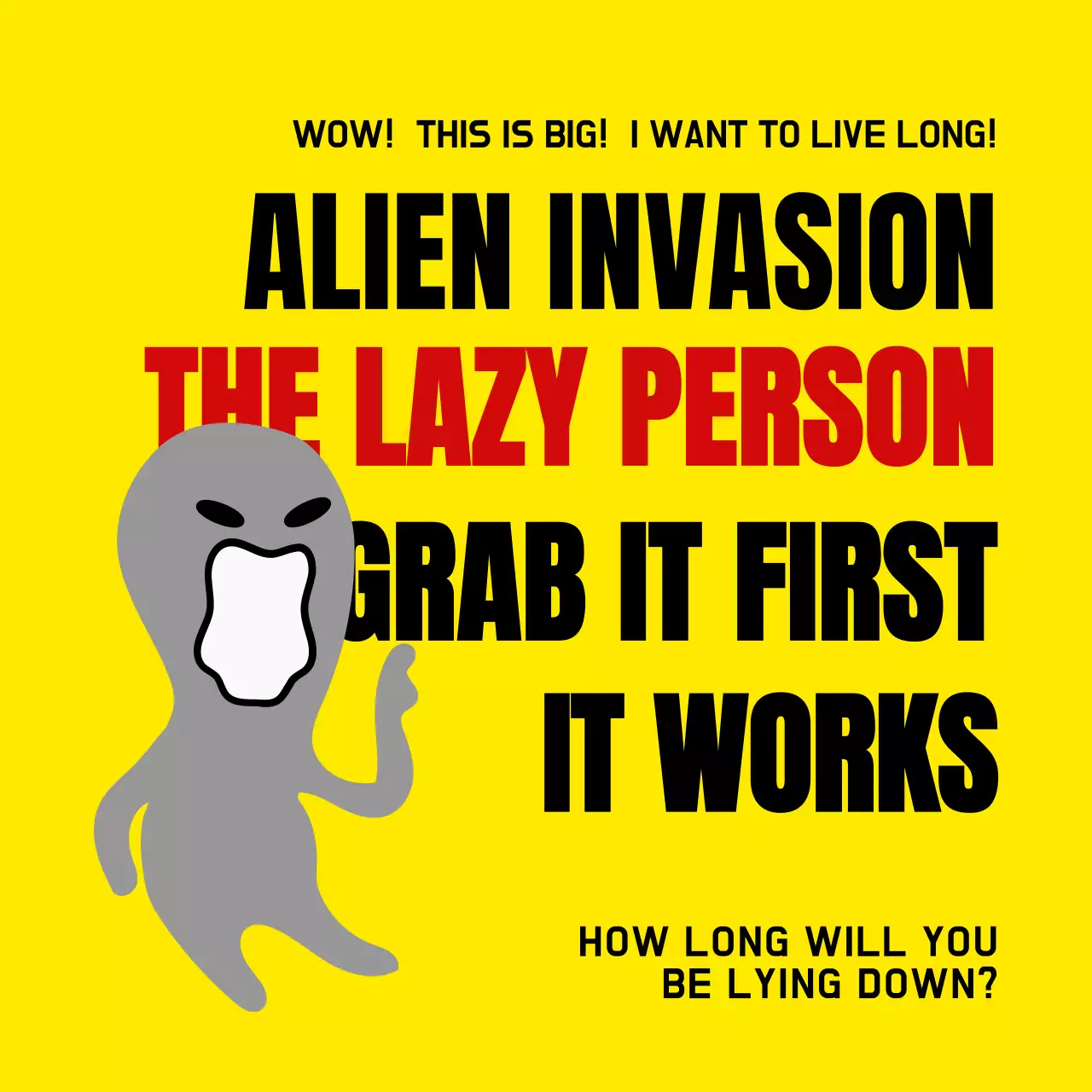 Yellow Comic Alien Meme Social Media Post