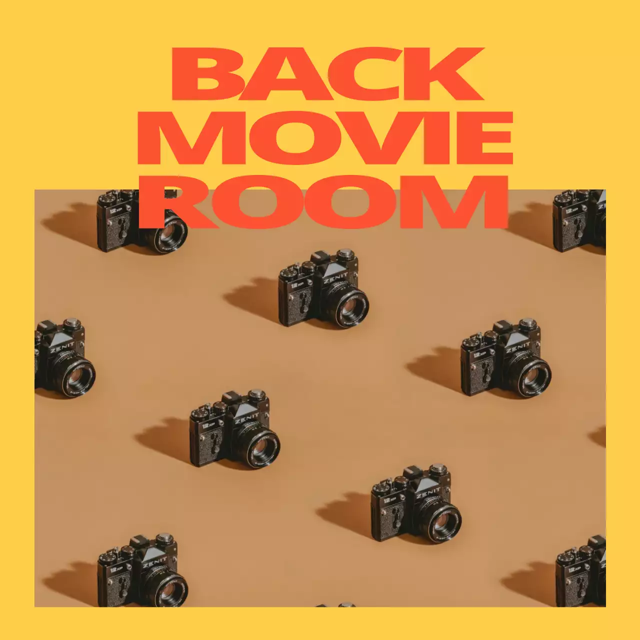 Merchandise berkonsep hip dengan bingkai dan foto yang menggunakan warna-warna cerah dan mencolok