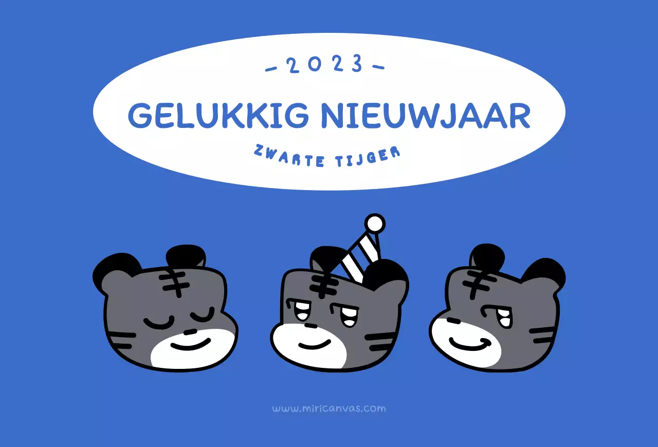 Blauw en wit ronde schattige tijger illustratie concept nieuwjaar