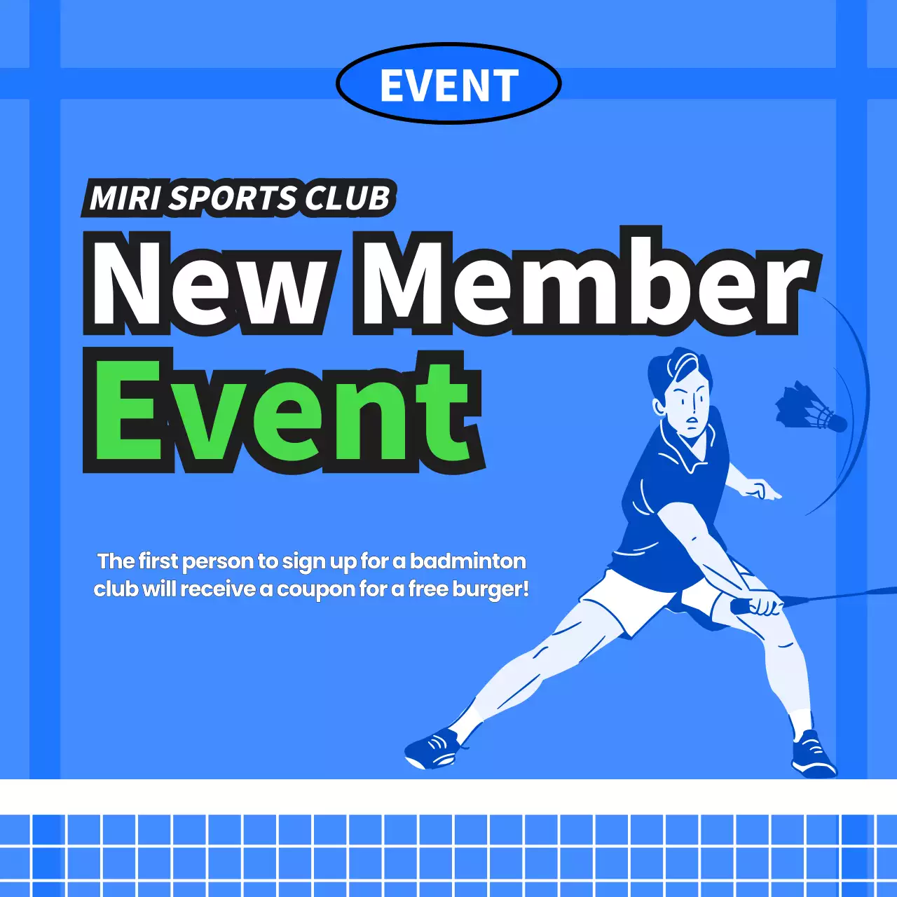 Blue Modern Badminton Recruitment Instagram Carousel