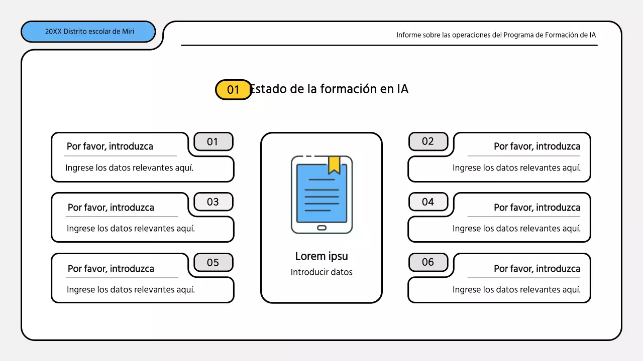 Kit de presentación de informes de formación en azul y amarillo