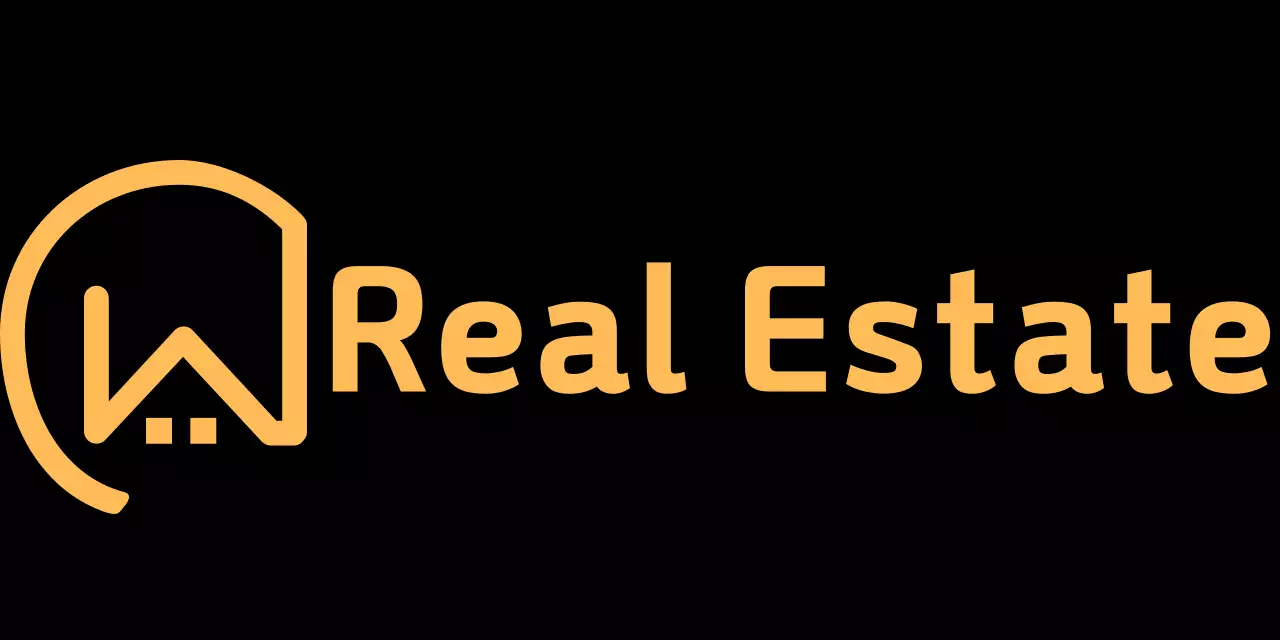 Real estate logo with a simple yellow and black house illustration