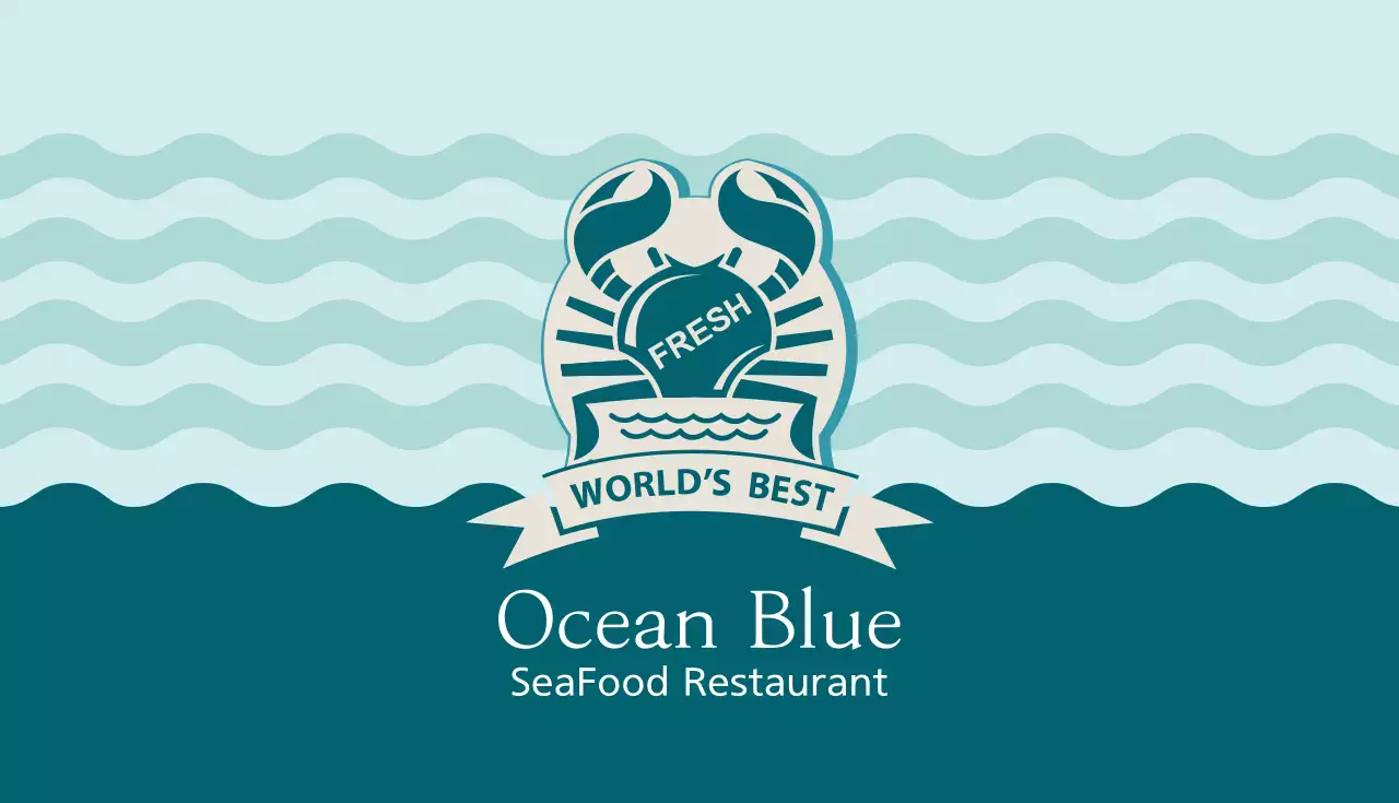 青 シンプル ビジネス 名刺