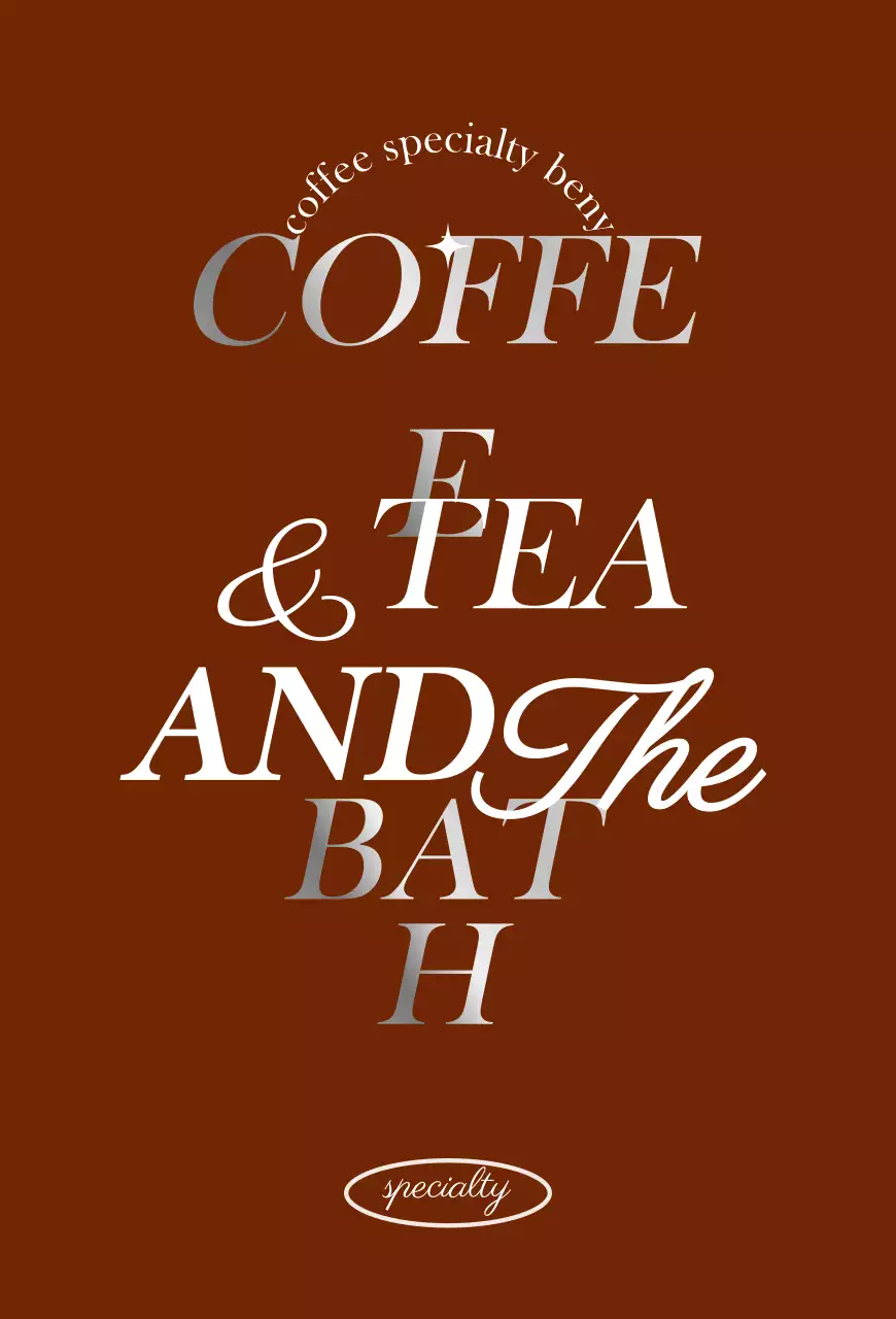 Letras de café sentimentais em castanho e prateado