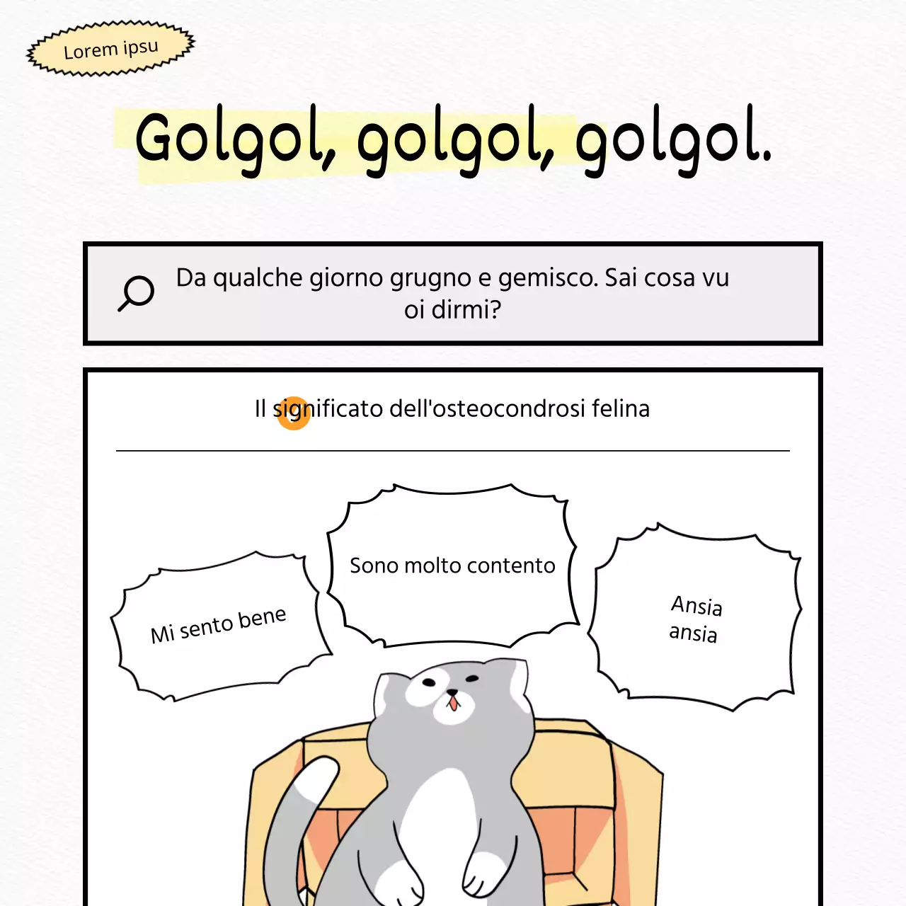 Prova un gatto bianco, piatto e carino