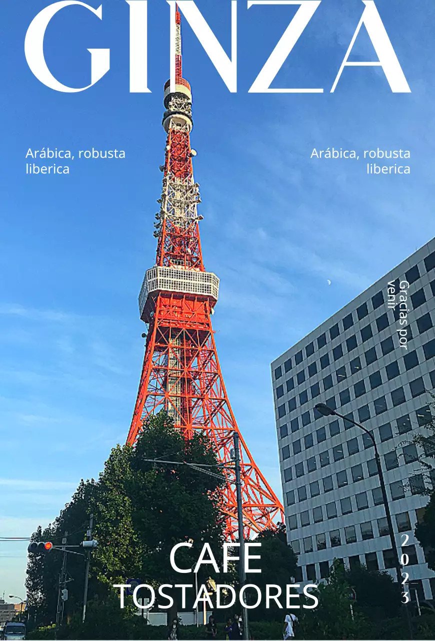 Promocione su cafetería con un fondo de torre japonesa de verano de inspiración vintage