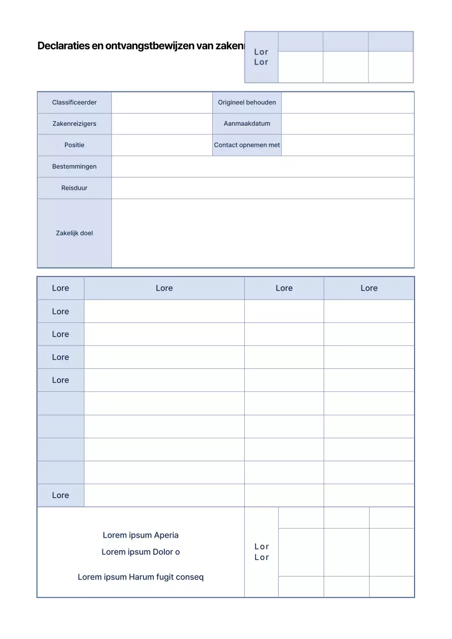 Eenvoudige blauwgetinte documentatiesjabloon voor onkostendeclaraties en ontvangstbewijzen