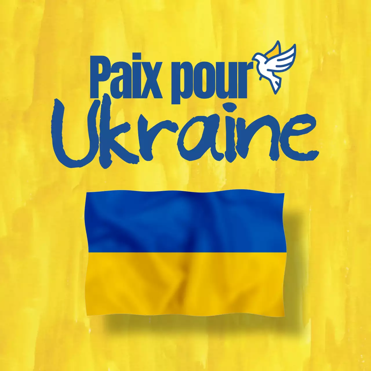 Message anti-guerre jaune et bleu sur le thème de la paix Carré de médias sociaux sur le thème de la paix