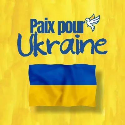 Message anti-guerre jaune et bleu sur le thème de la paix Carré de médias sociaux sur le thème de la paix