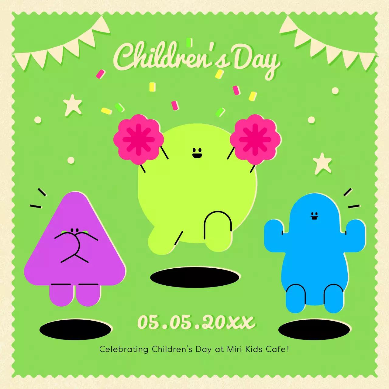 그린 플레이풀 어린이 이벤트 초대장 인스타그램 게시물