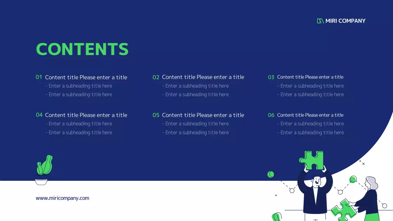 A clean, navy business illustrated report