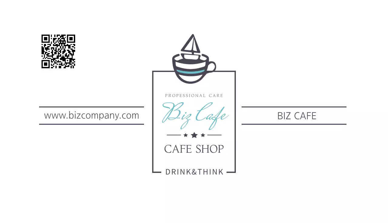 水色 シンプル カフェ ロゴ 名刺