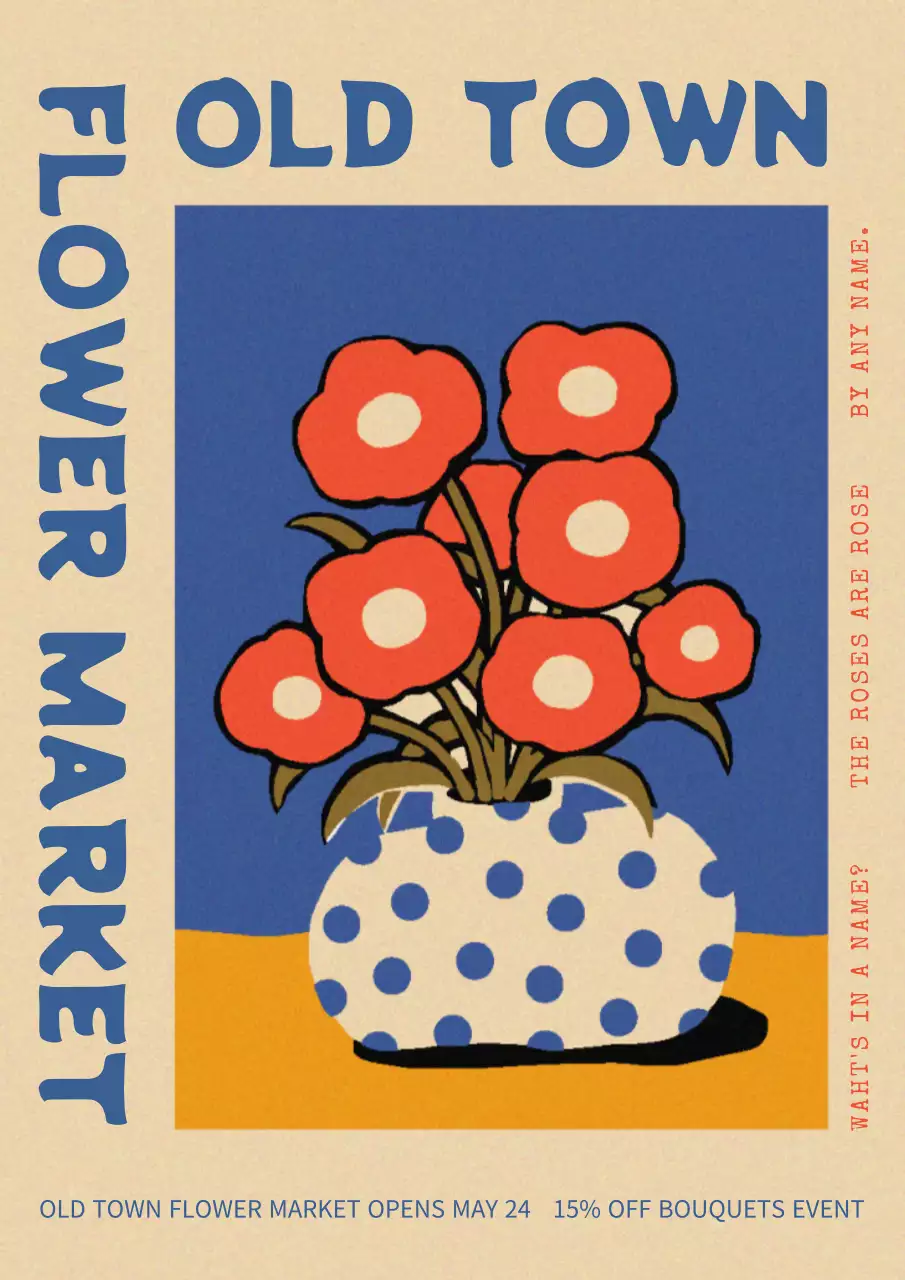 Beige Retro Flower Promotion Poster