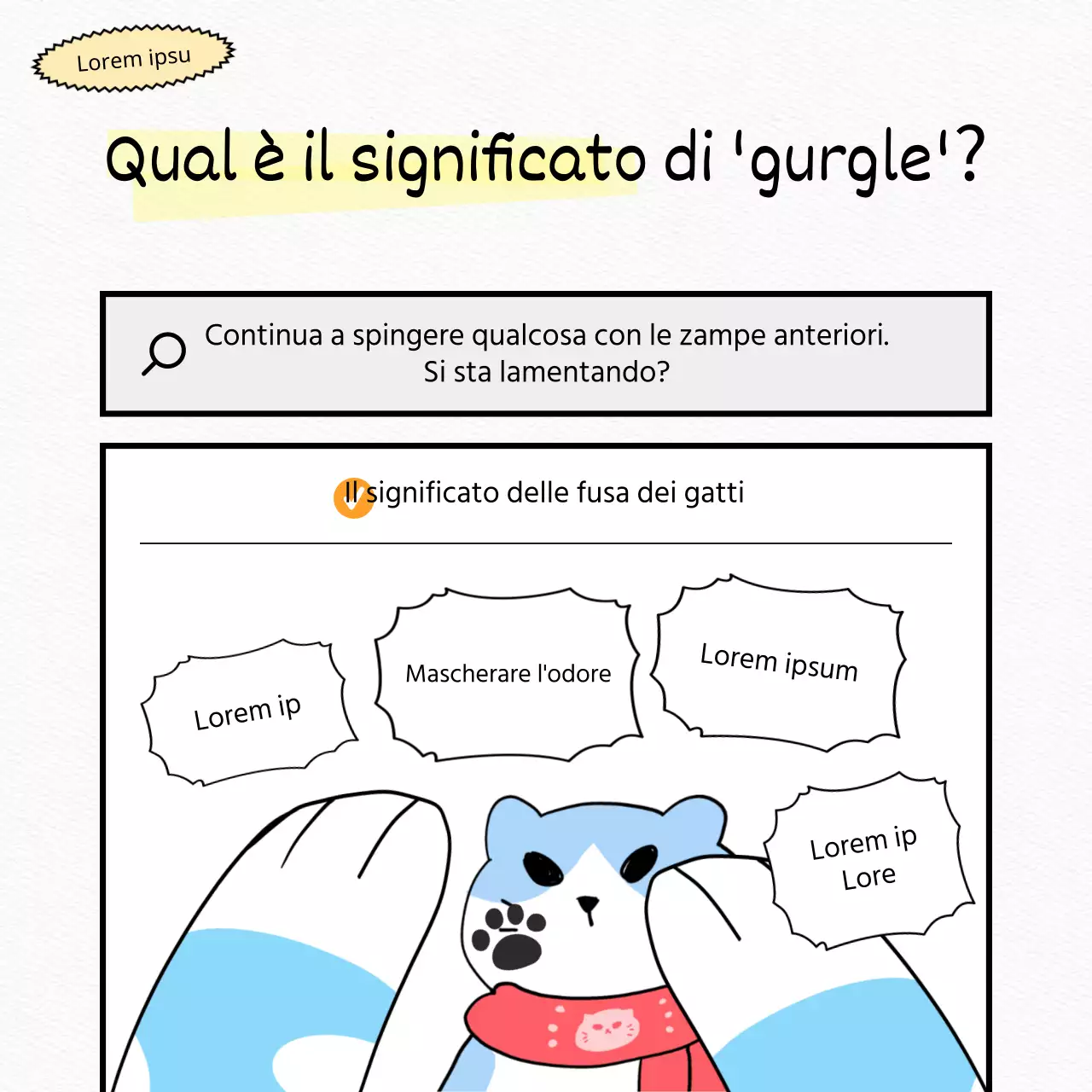Prova un gatto bianco, piatto e carino
